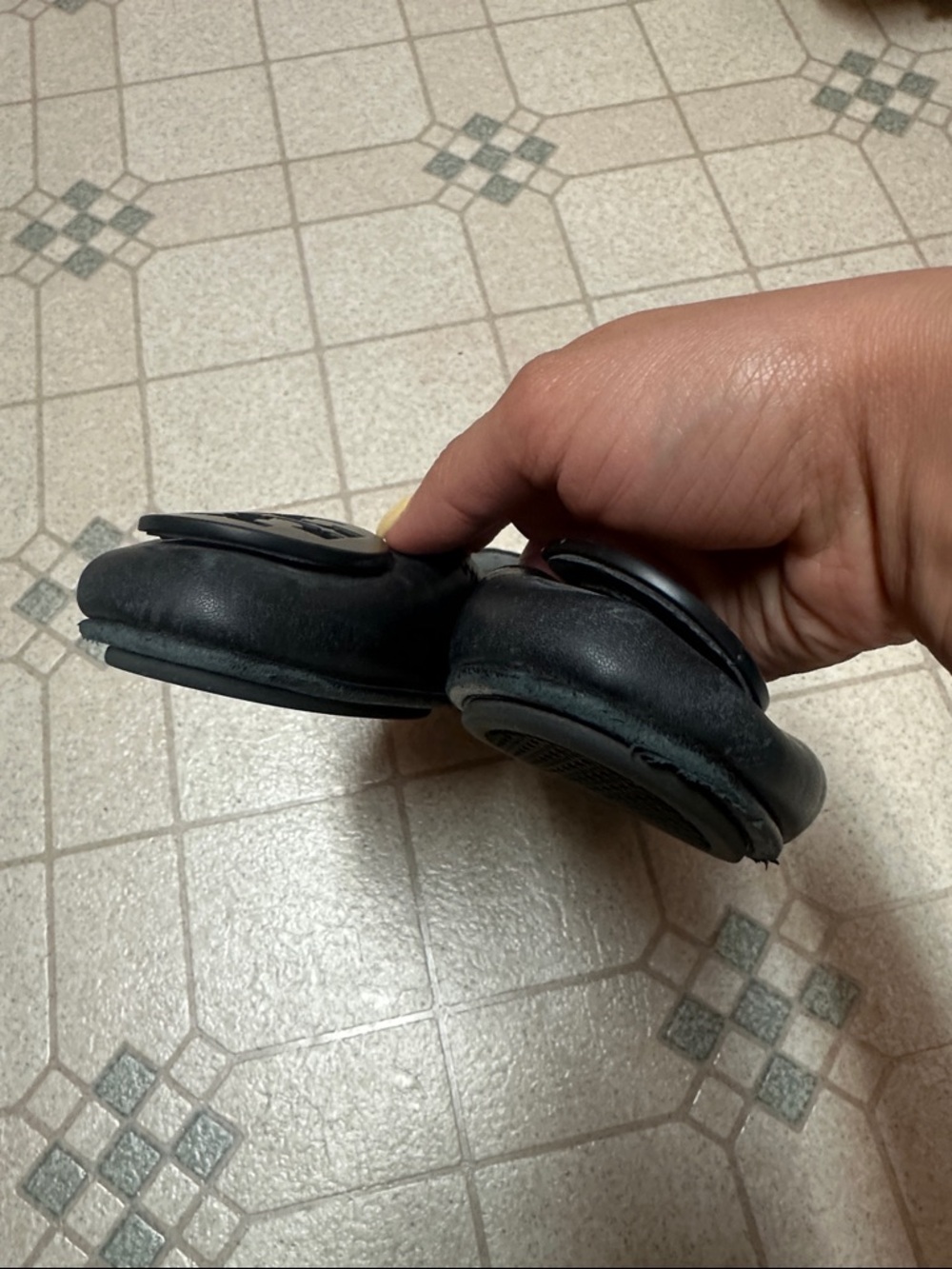 Tory Burch Black Leather Logo Round-Toe Flats - Picture 3 of 5
